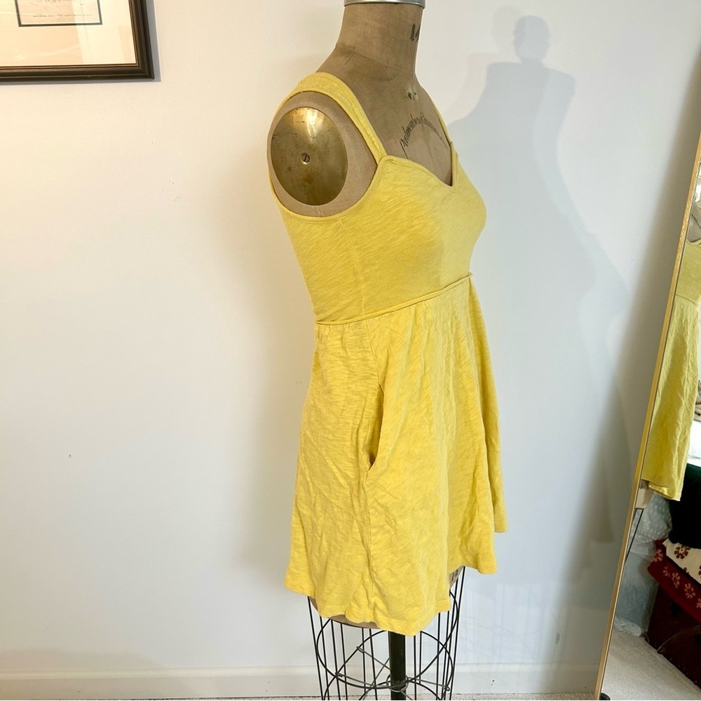 Urban Outfitters Cotton Slub Sunny Yellow Mini fit & Flare Dress Sz S - Picture 12 of 14